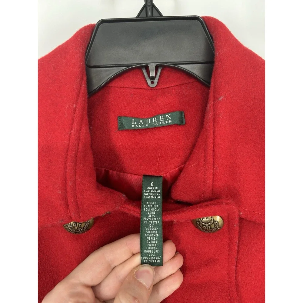 Lauren Ralph‎ Lauren Wool Blend Double Breasted Pea Coat Collared Womens Size 8